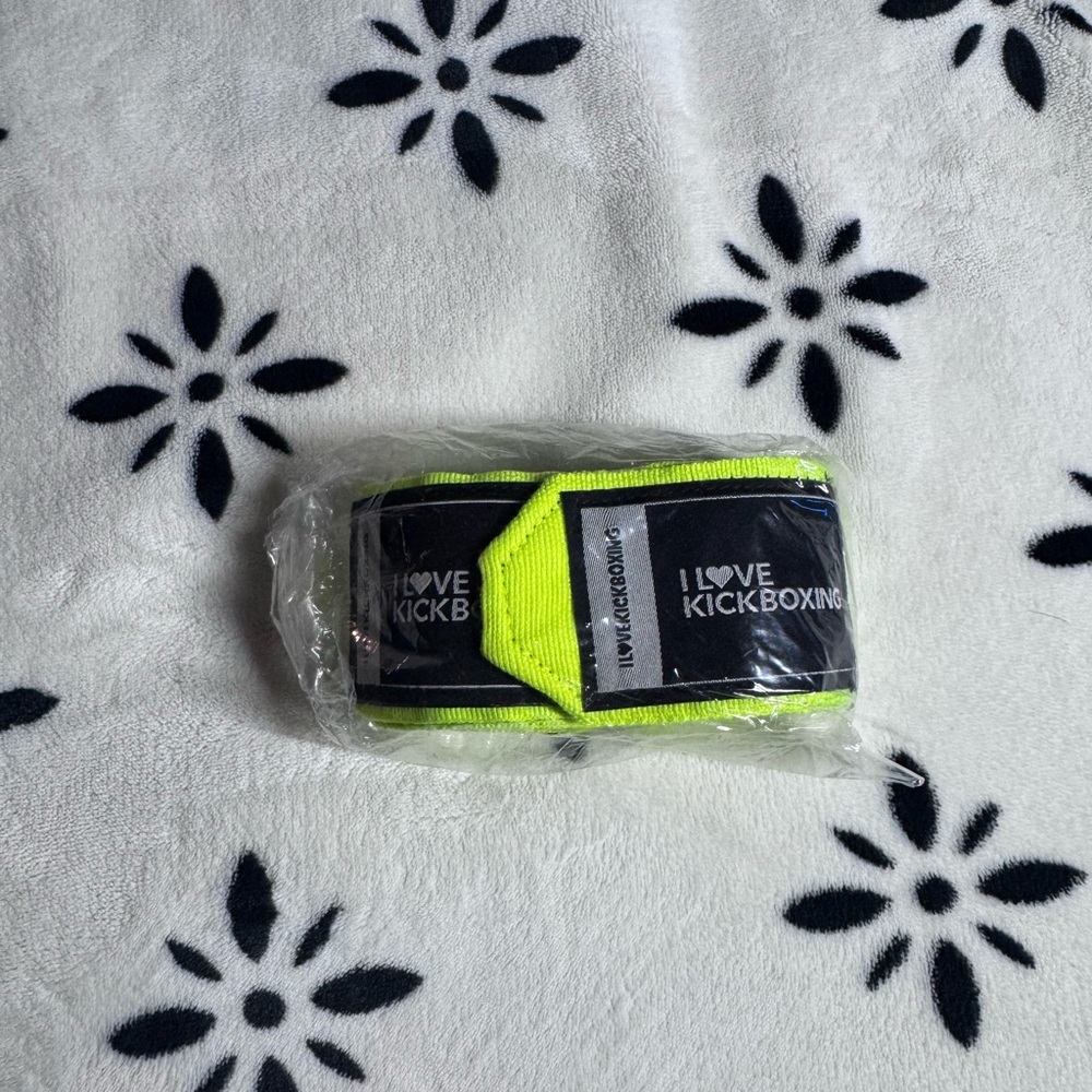 I Love Kickboxing Neon Yellow Boxing Wrist Wraps